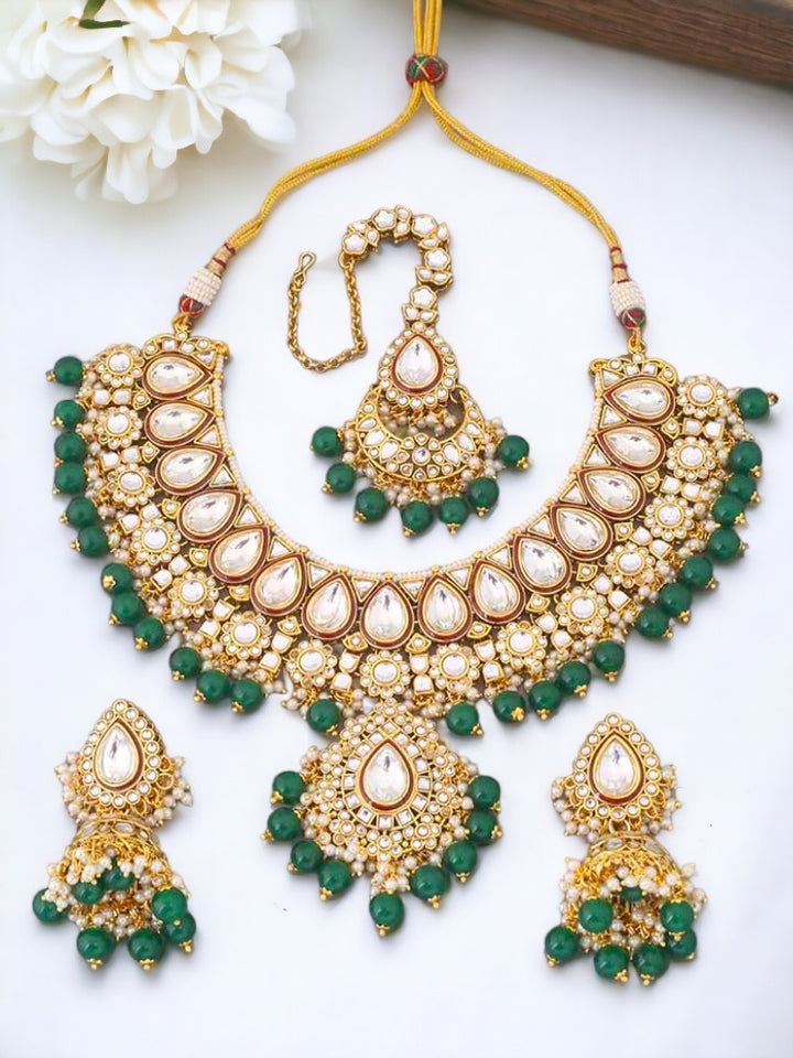 Emerald Varuni Kundan Jewellery Set