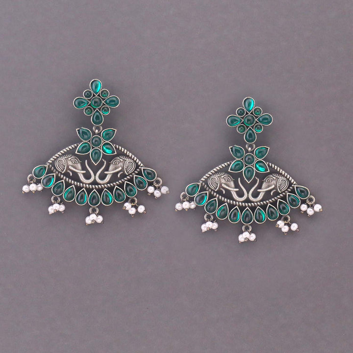 Emerald Vidya Oxidised Danglers