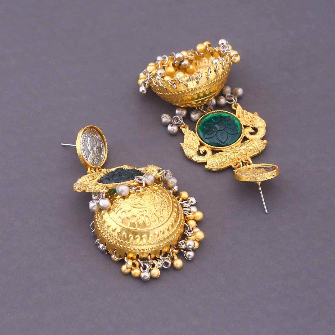 Emerald Vihaari Oxidised Jhumkis