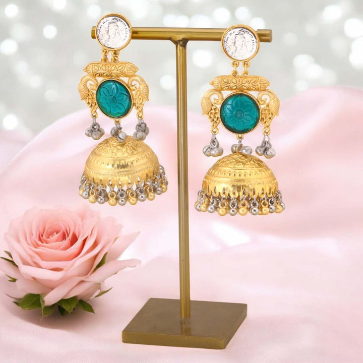 Emerald Vihaari Oxidised Jhumkis