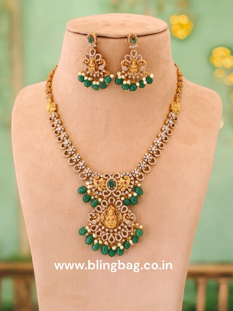Emerald Vijaya Temple Jewellery Set - New Arrival