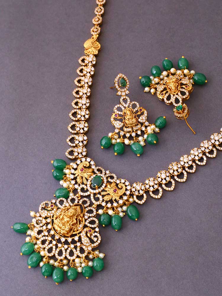 Emerald Vijaya Temple Jewellery Set - New Arrival