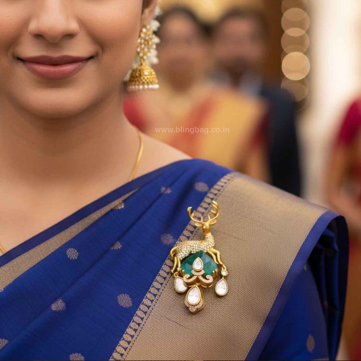 Emerald Vintage Deer Brooch