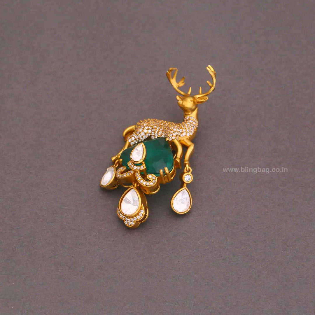 Emerald Vintage Deer Brooch