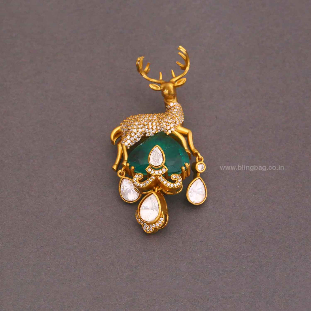 Emerald Vintage Deer Brooch