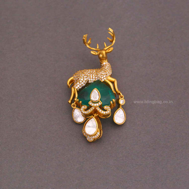 Emerald Vintage Deer Brooch