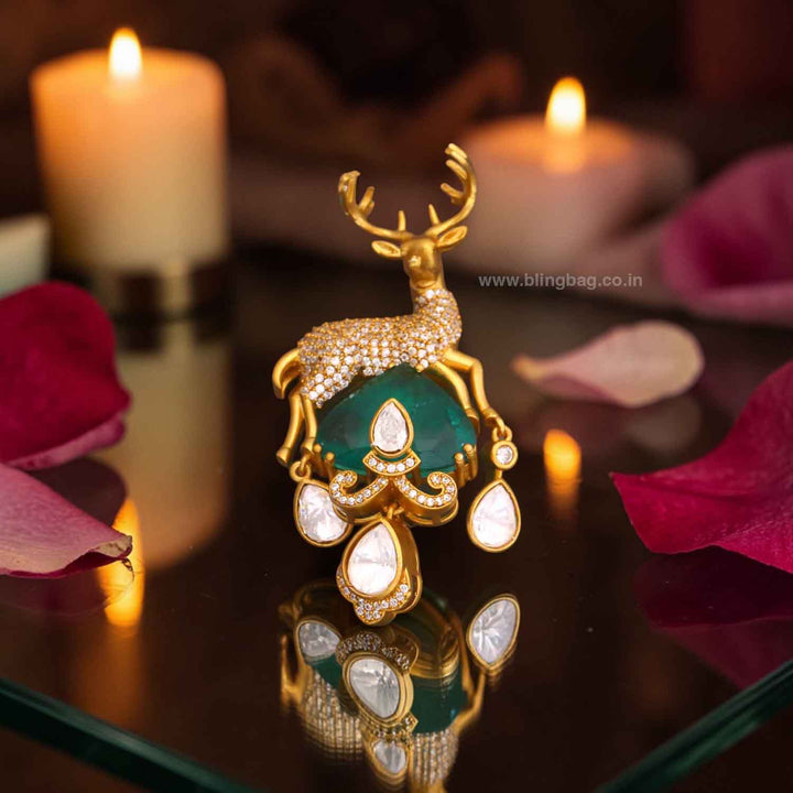 Emerald Vintage Deer Brooch