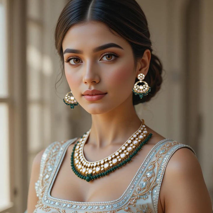 Emerald Vinitha Kundan Jewellery Set