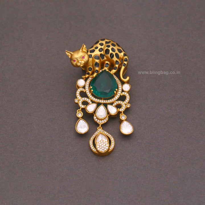 Emerald Vintage Cat Brooch