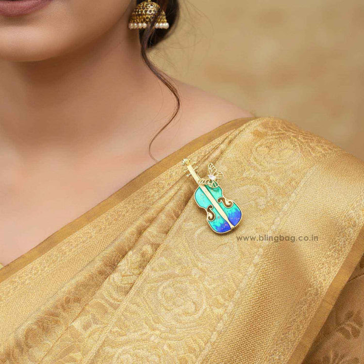 Multicolor Violin Brooch