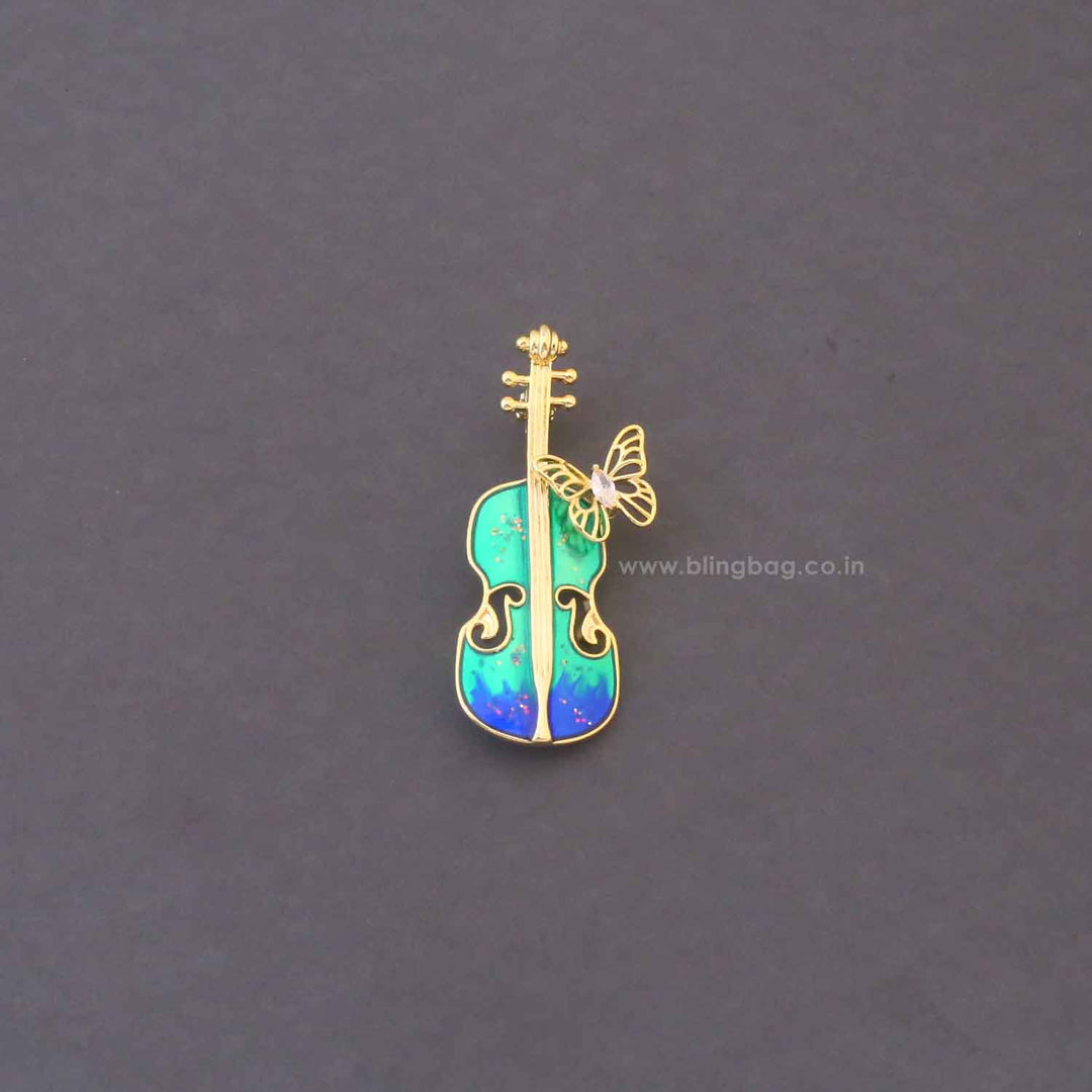 Multicolor Violin Brooch