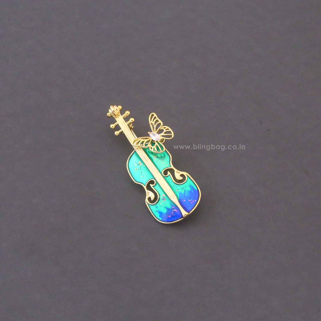 Multicolor Violin Brooch