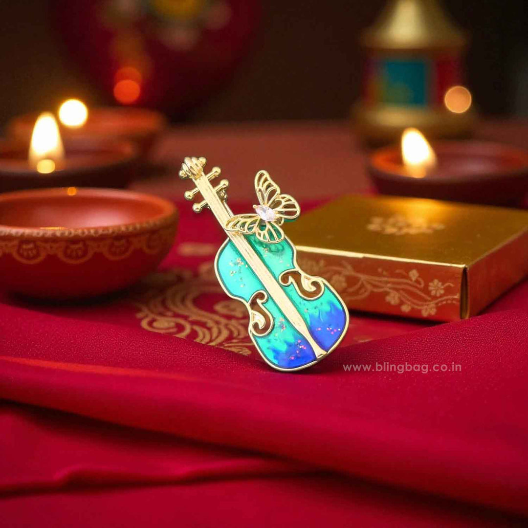 Multicolor Violin Brooch