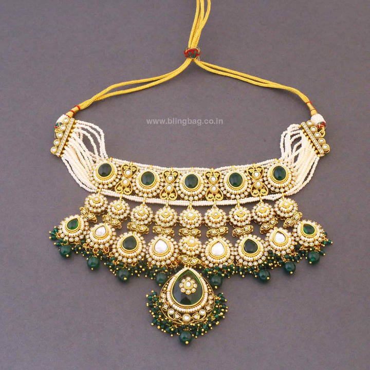 Emerald Vrishaliya Bridal Jewellery Set