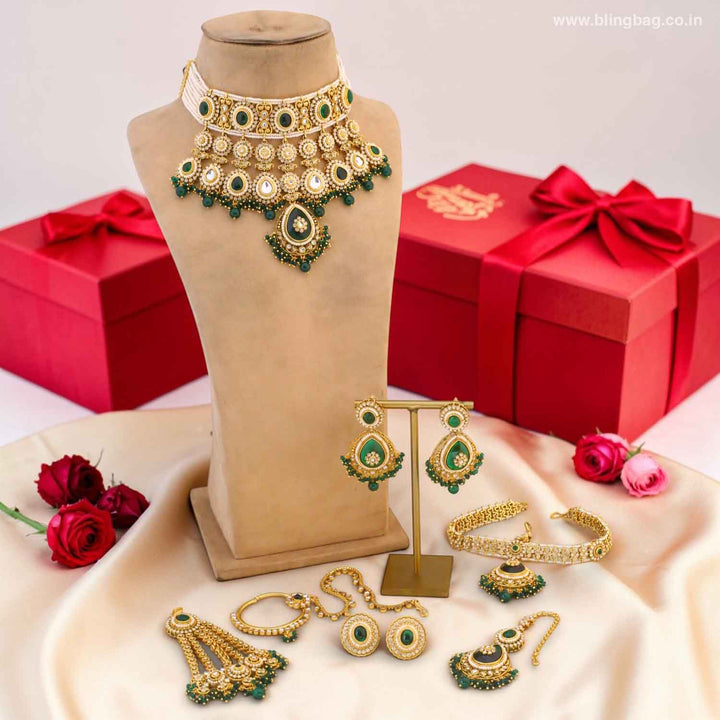 Emerald Vrishaliya Bridal Jewellery Set