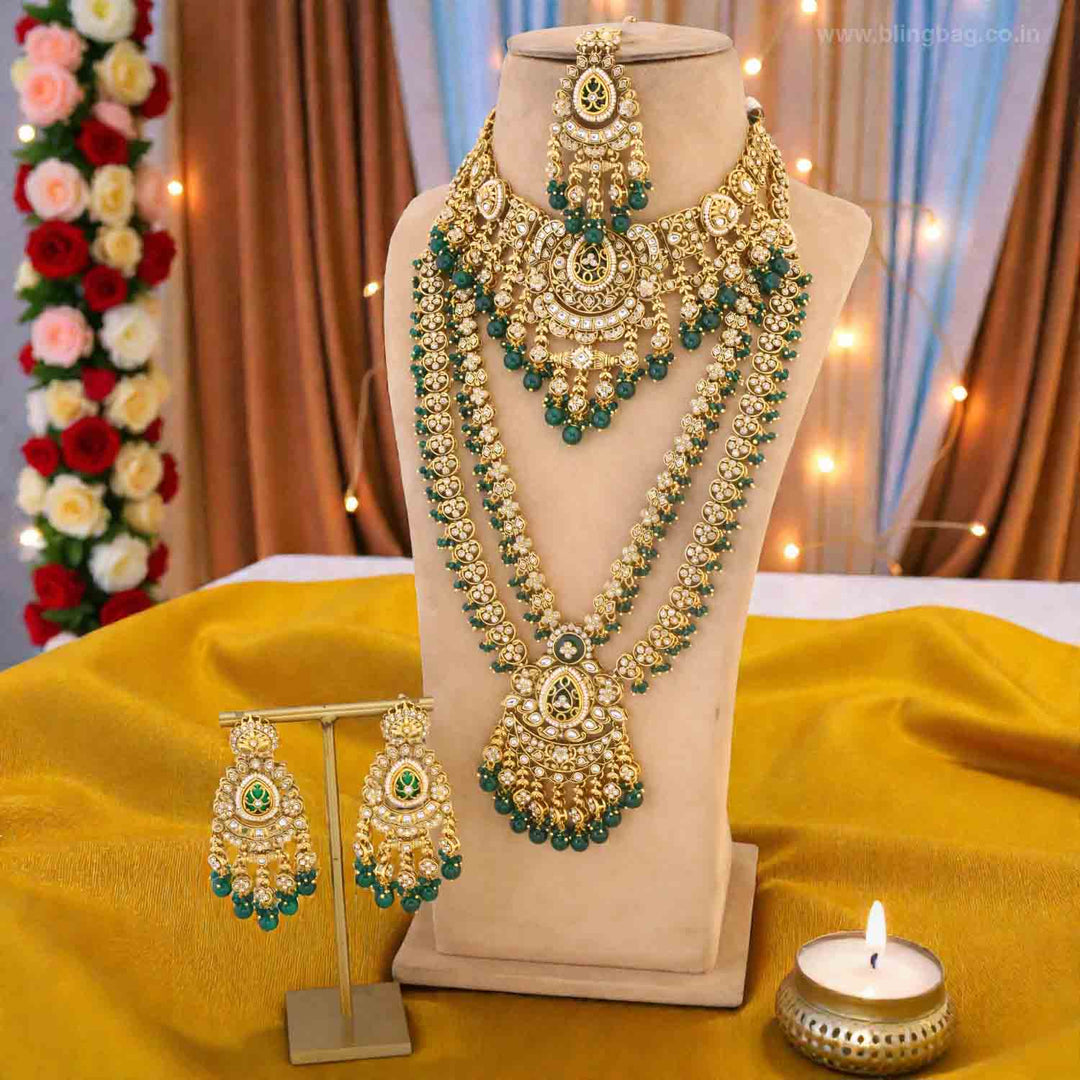 Emerald Yagna Kundan Bridal Jewellery Set