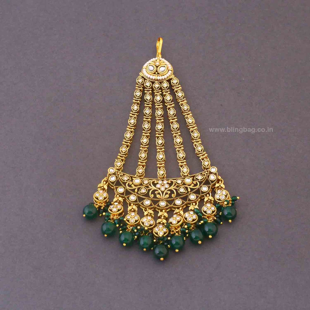 Emerald Yagna Kundan Bridal Jewellery Set