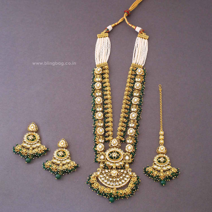 Emerald Yuvanya Kundan Jewellery Set - New Arrival