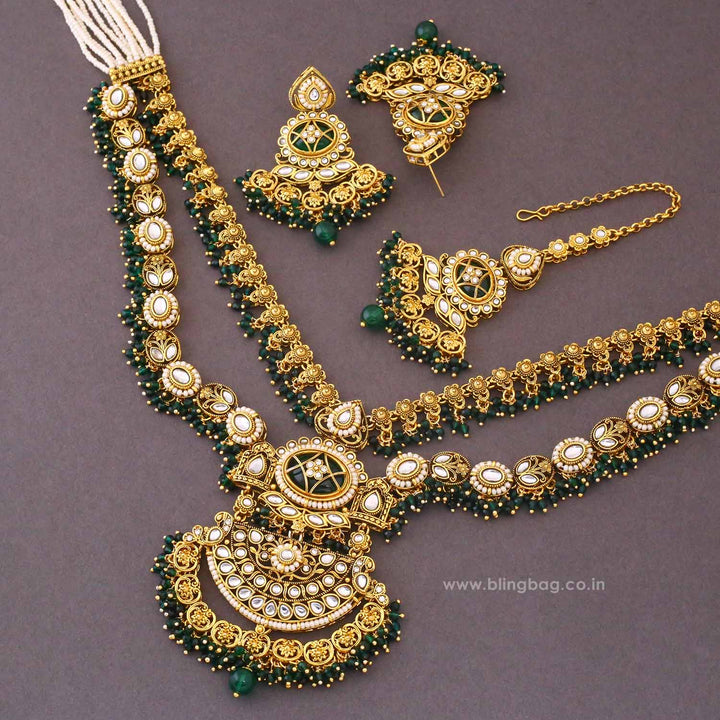Emerald Yuvanya Kundan Jewellery Set - New Arrival