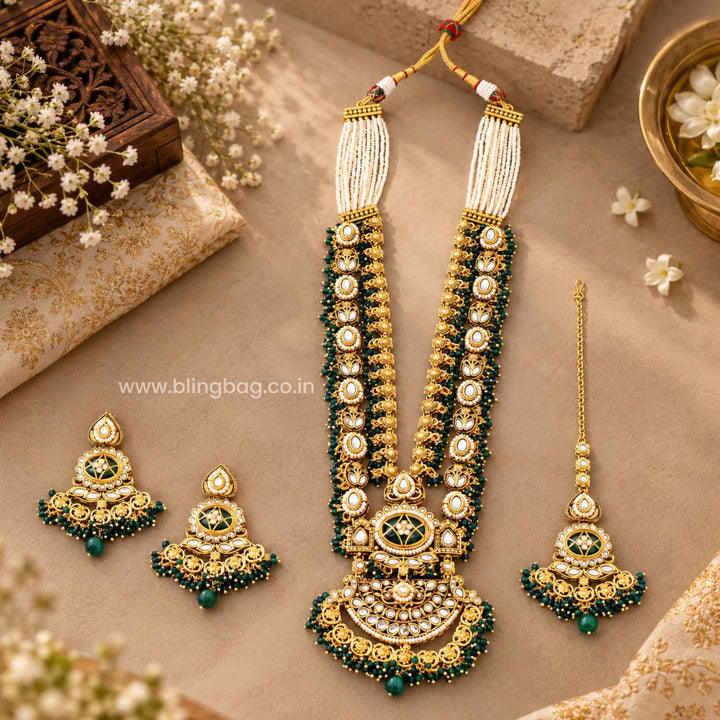 Emerald Yuvanya Kundan Jewellery Set - New Arrival