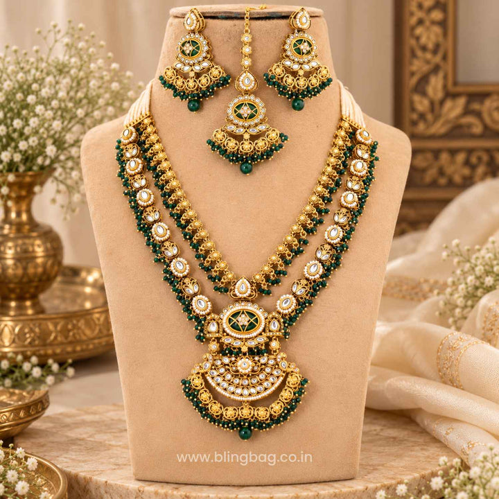 Emerald Yuvanya Kundan Jewellery Set - New Arrival
