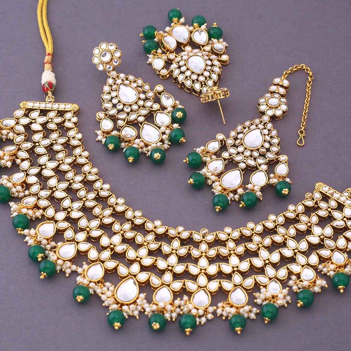 Emerald Zaida Kundan Jewellery Set