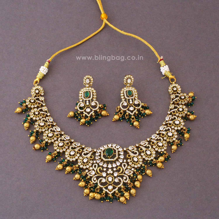 Emerald Zayara Antique Jewellery Set- New Arrival
