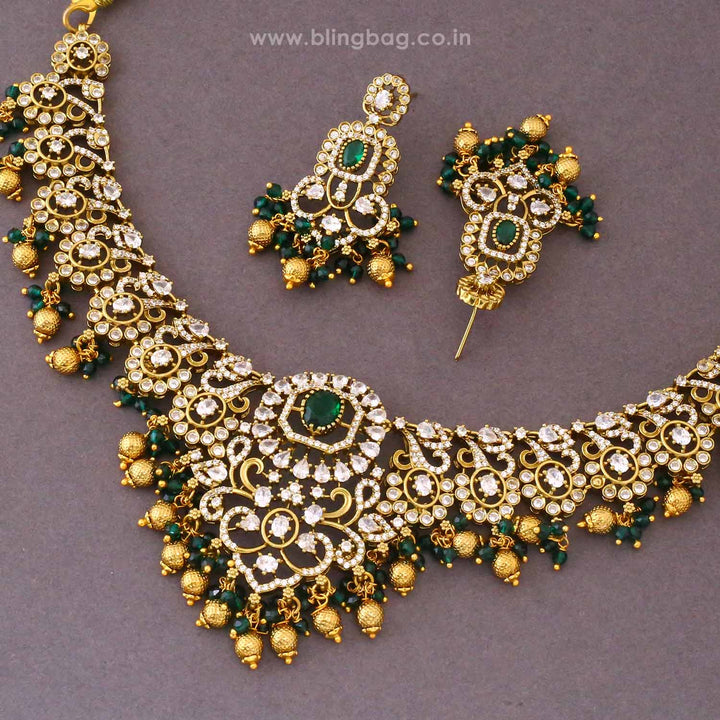 Emerald Zayara Antique Jewellery Set- New Arrival