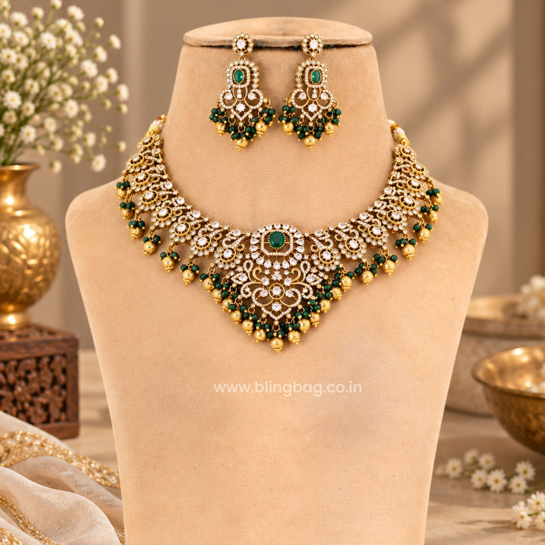 Emerald Zayara Antique Jewellery Set- New Arrival