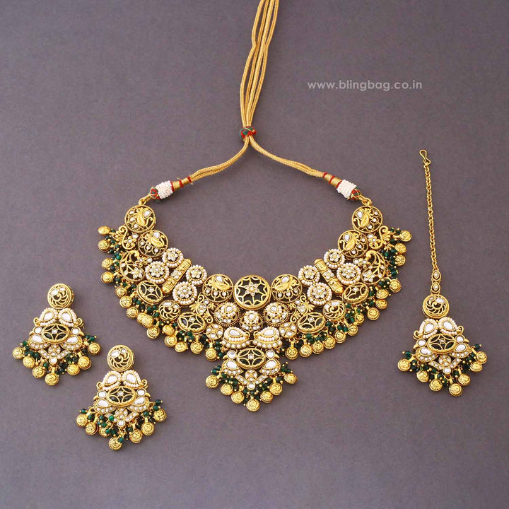Emerald Zayra Kundan Jewellery Set - New Arrival