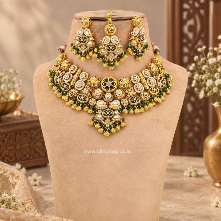 Emerald Zayra Kundan Jewellery Set - New Arrival