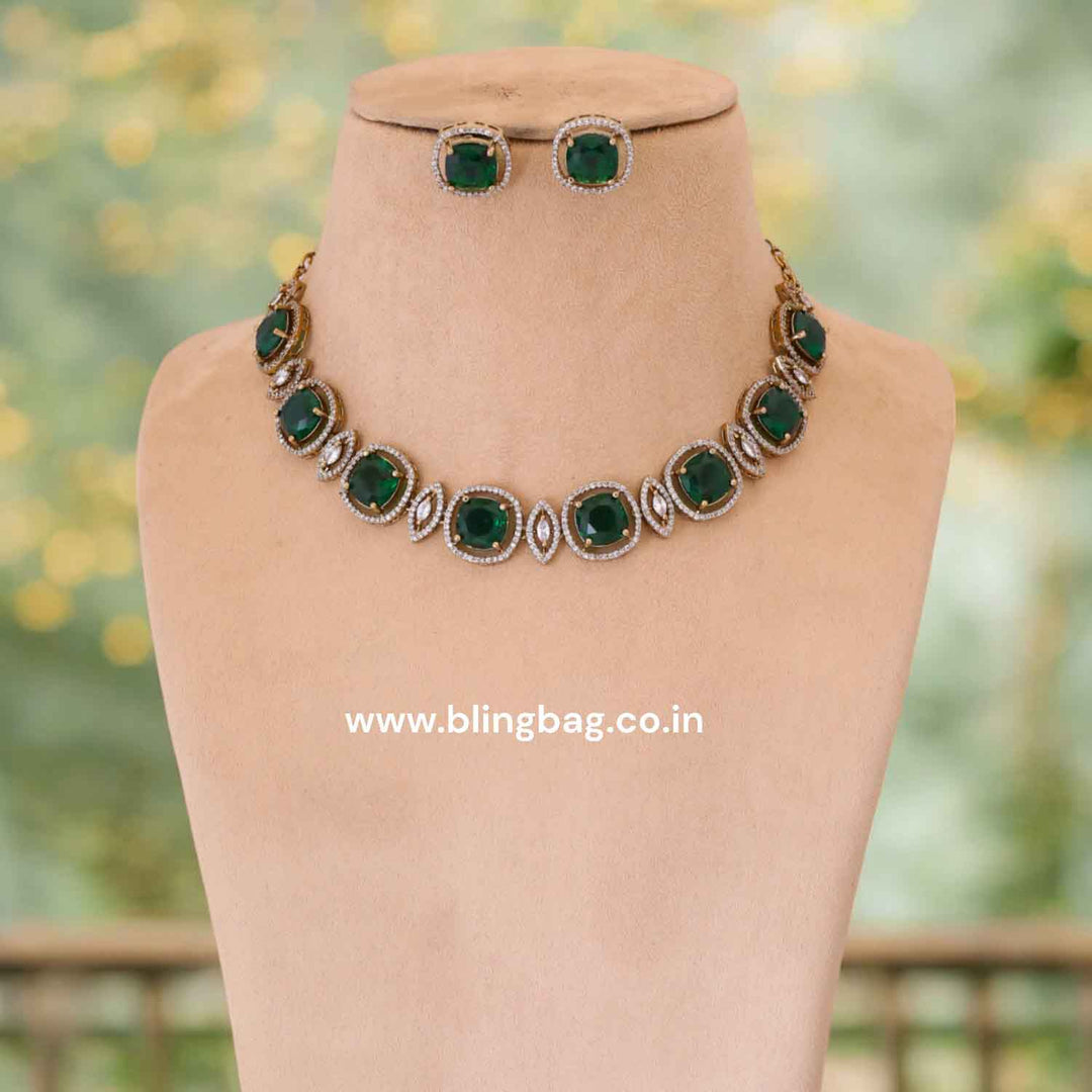 Emerald Zinnia Victorian Jewellery Set - New Arrival