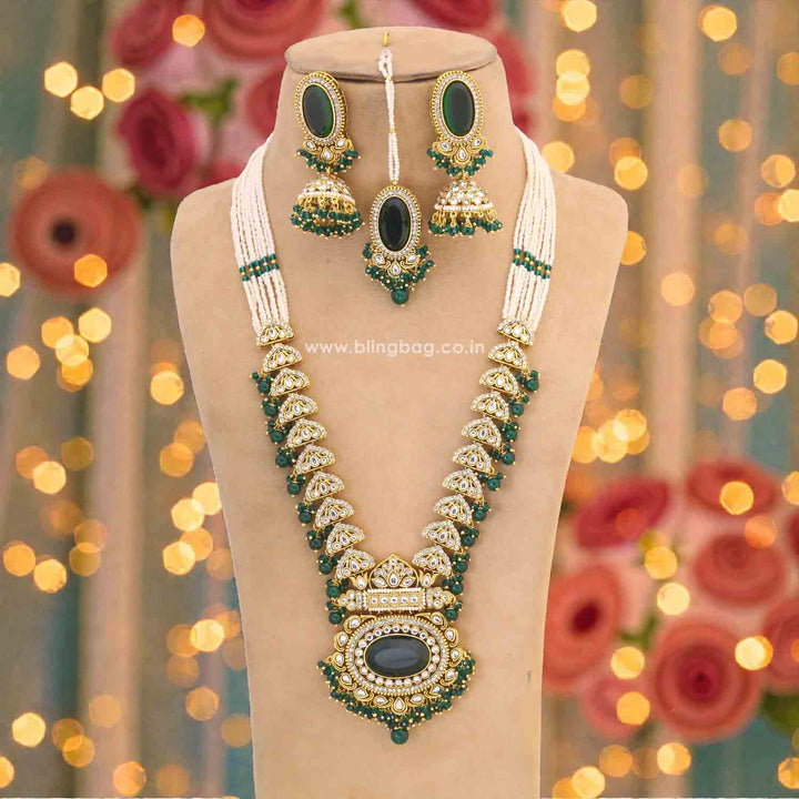 Emerald Ziya Kundan Jewellery Set