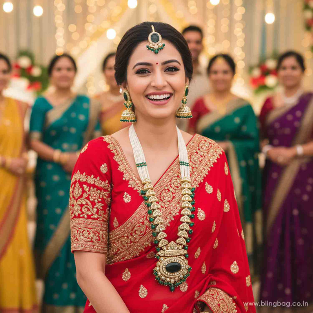 Emerald Ziya Kundan Jewellery Set