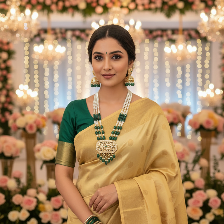 Emerald  Falak Kundan Jewellery Set - EOSS