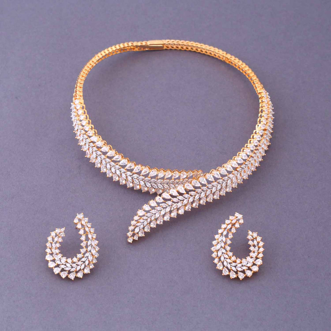 Golden Aabrina Hasli Zirconia Jewellery Set