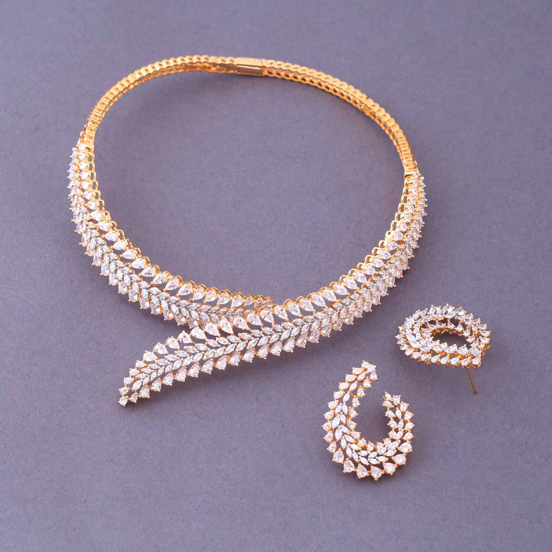 Golden Aabrina Hasli Zirconia Jewellery Set