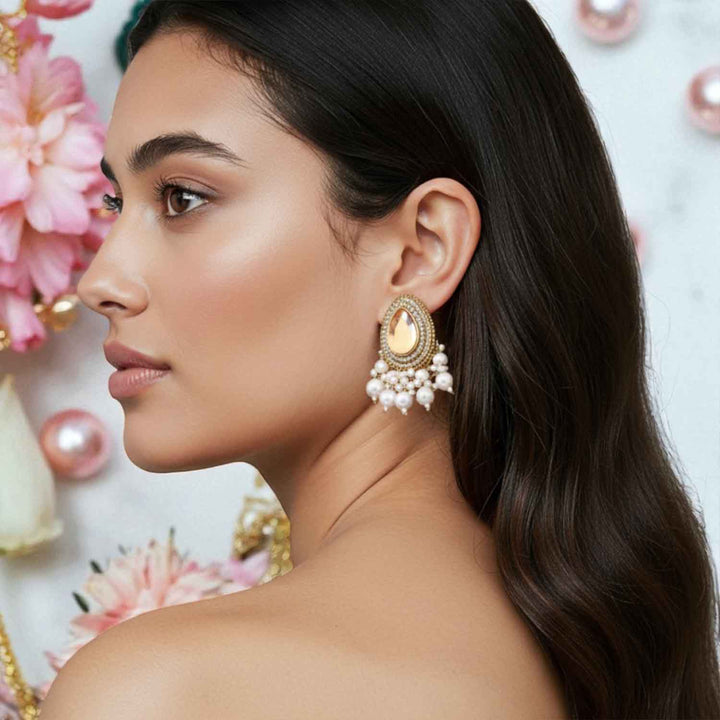 Golden Aanchal Danglers