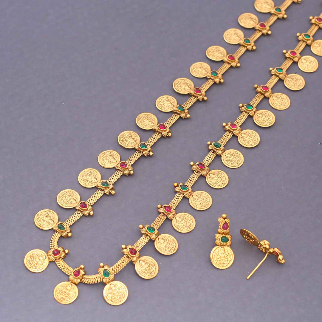 Golden Aaradhyi Temple Jewellery Set - New Arrival