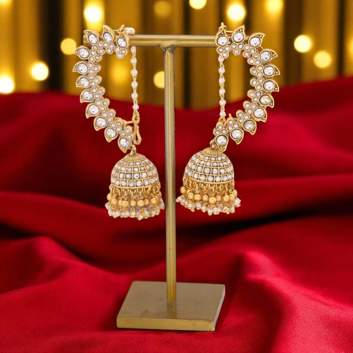 Golden Abeeha Ear Cuff Jhumkis