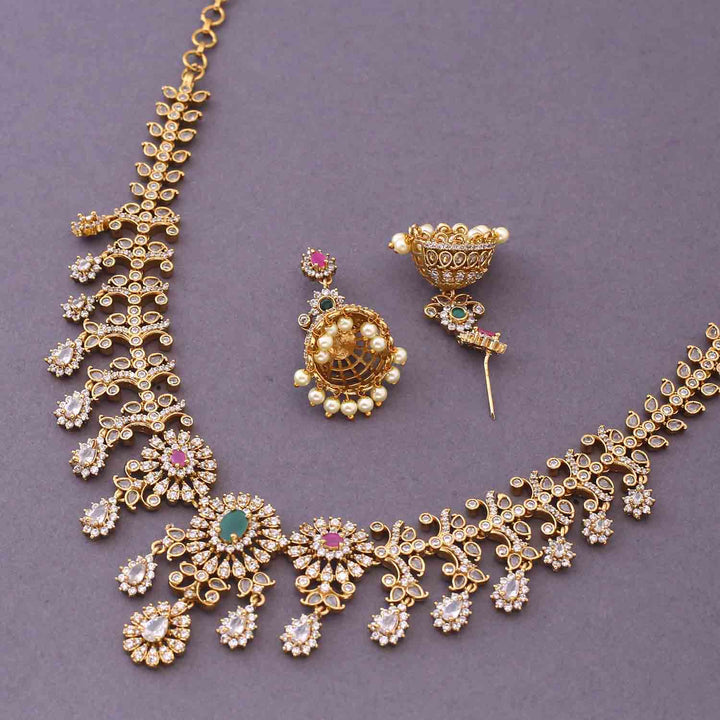 Golden Abhasa Antique Jewellery Set- New Arrival