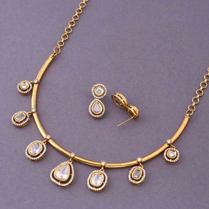 Golden Abiba Hasli Antique Jewellery Set- New Arrival