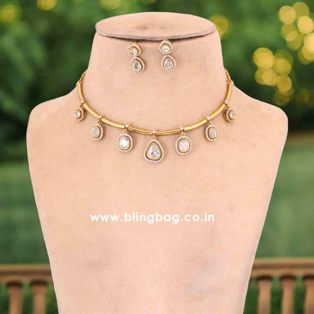 Golden Abiba Hasli Antique Jewellery Set- New Arrival