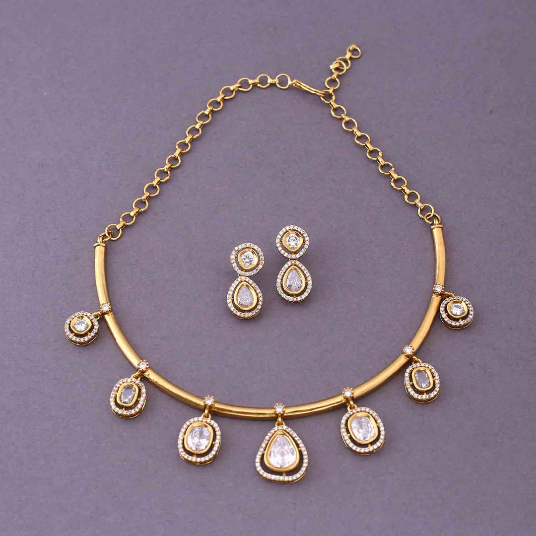 Golden Abiba Hasli Antique Jewellery Set- New Arrival