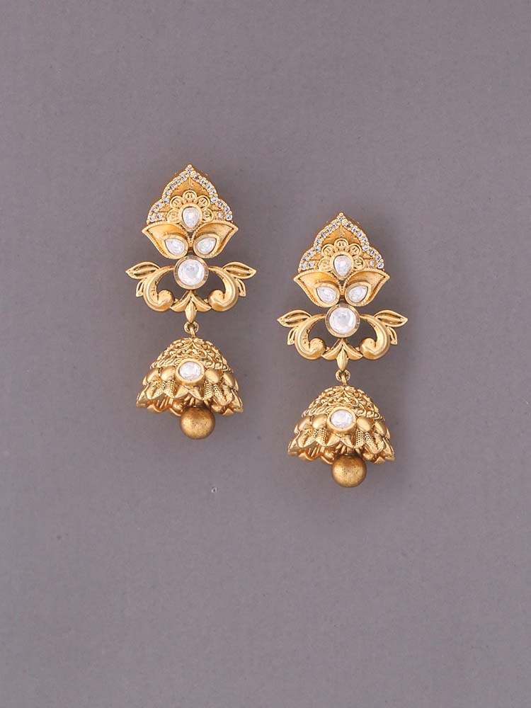 Golden Adhira Temple Jhumkis