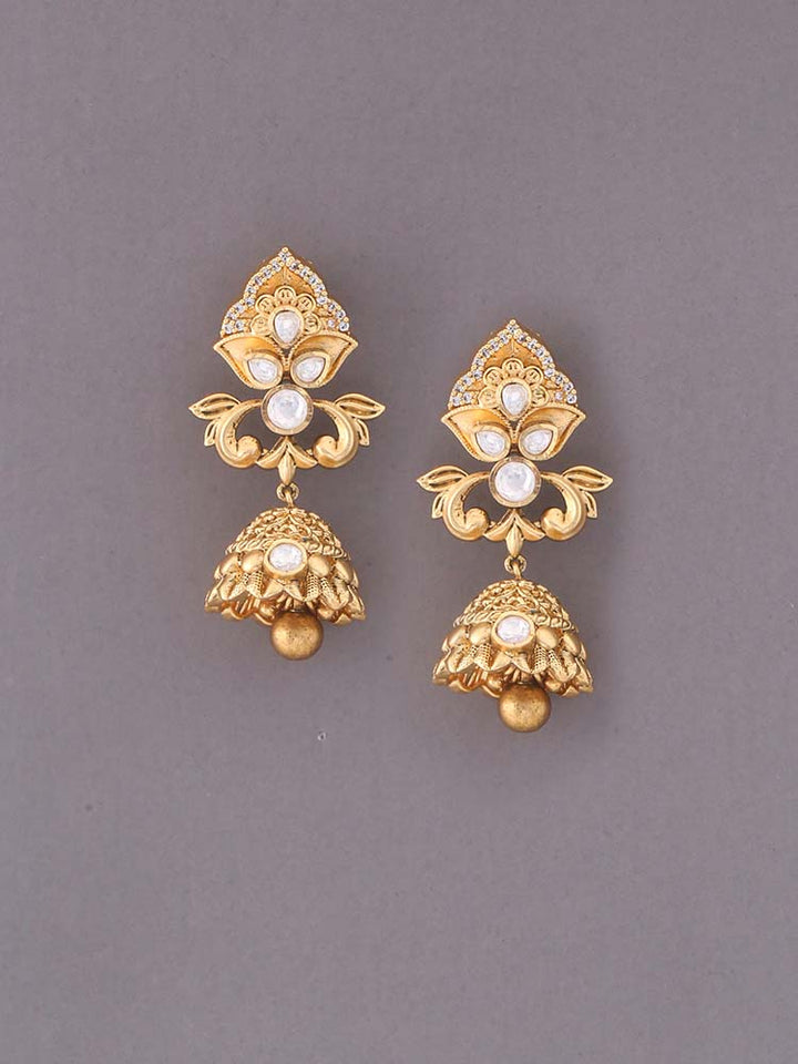 Golden Adhira Temple Jhumkis