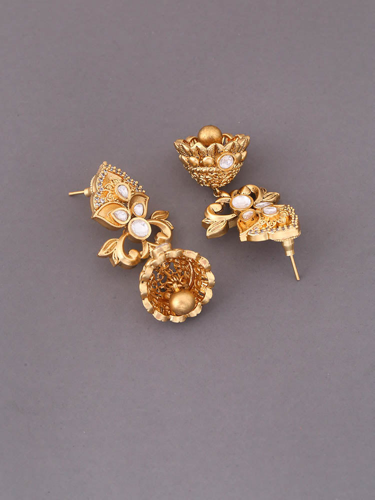 Golden Adhira Temple Jhumkis