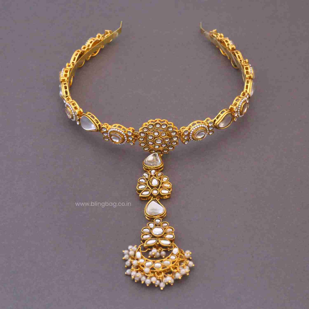 Golden Aditiini Hairband With Tikka