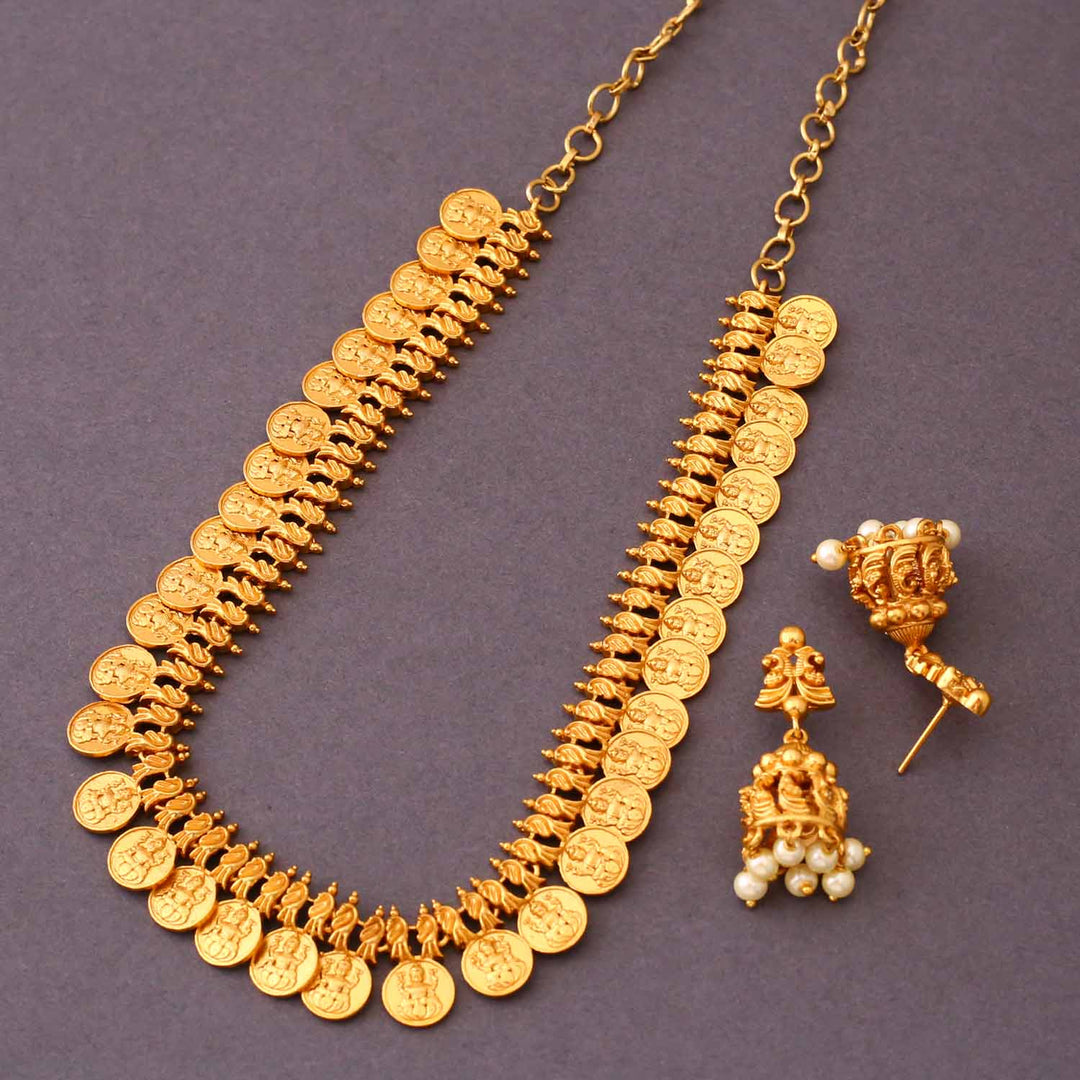 Golden Ahana Temple Jewellery Set - New Arrival