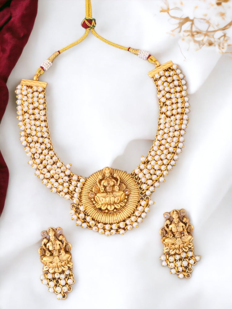 Golden Airavata Temple Jewellery Set